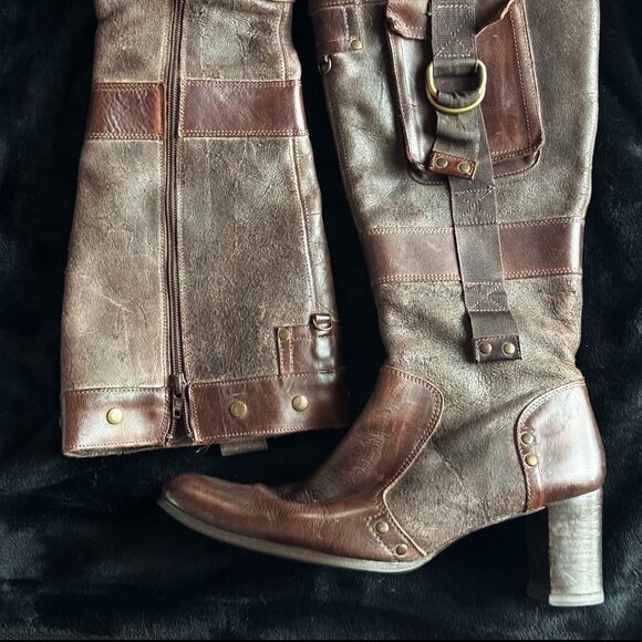 Kowalski Leather Vintage Style Knee Boots Size 10 - Picture 1 of 4